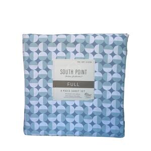 South Point Home Fashions Full Sheet Set Blue/White Geometric